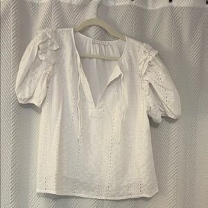 Karlie White Eyelet Puff Sleeve Top